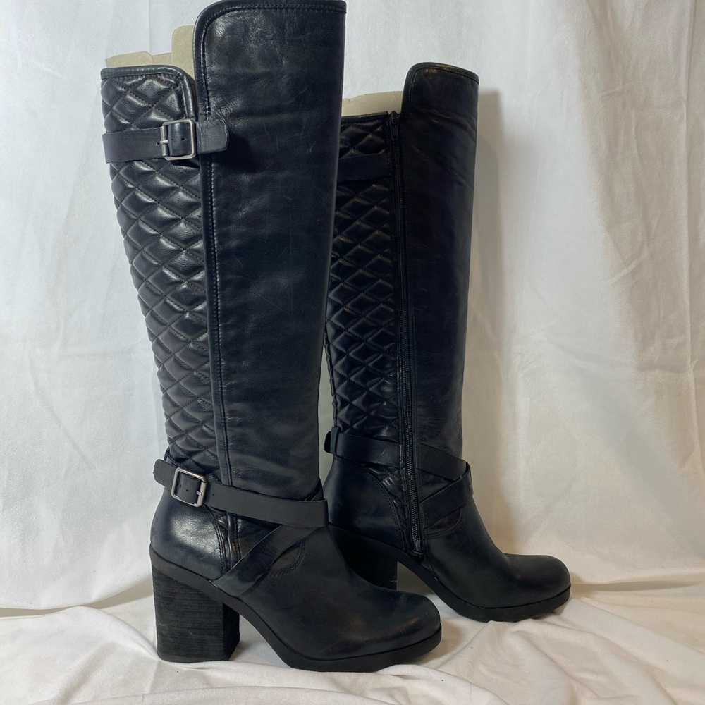 Lucky Brand Chic Black Quilted Knee-High Boots